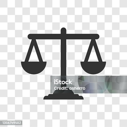 istock Law scales icon. Justice scale Law balance symbol. Libra sign flat design. Vector illustration isolated on transparent background. 1354749502