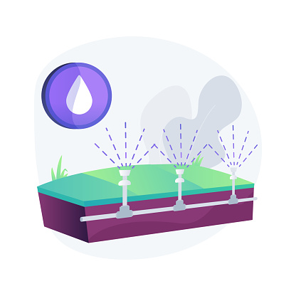 Lawn watering system abstract concept vector illustration.