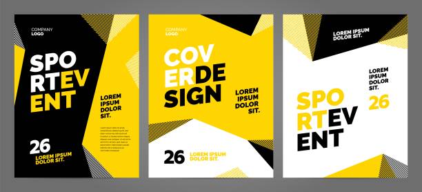 Layout design template for sport event, tournament or competition. Yellow Layout design template for sport event, tournament or competition. Sports background. poster designs stock illustrations