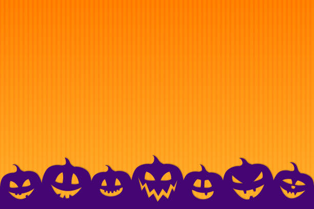 ilustraciones, imágenes clip art, dibujos animados e iconos de stock de diseño de cartel de halloween con calabazas de miedo. vector. - halloween background
