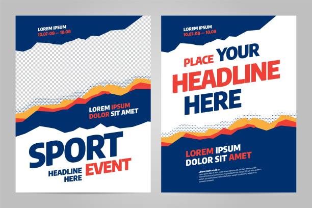 stockillustraties, clipart, cartoons en iconen met layout poster template ontwerp voor sportevenement - sporten fitness