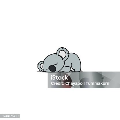 istock Lazy koala sleeping cartoon, vector illustration 1244175710