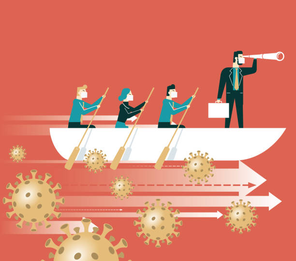 leadership and teamwork Business team fighting stock crisis stock illustrations