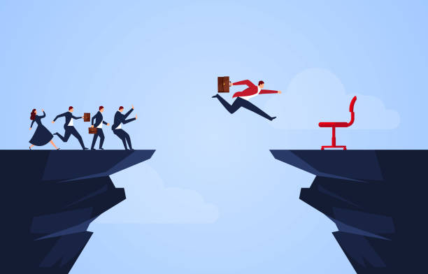Leadership, courage to compete Leadership, courage to compete cliffs stock illustrations