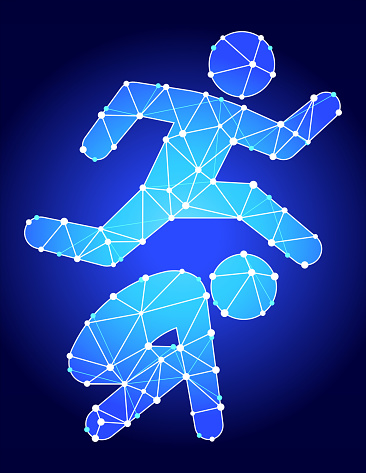 Leap Frog Blue Triangle Node Vector Pattern
