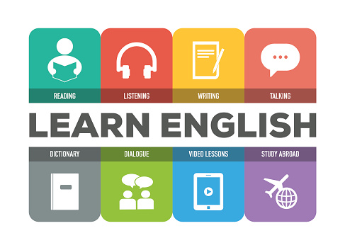 Learn English Icon Set Stock Illustration - Download Image Now - iStock