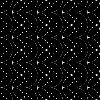 Leaves pattern of pearls on black seamless repeating pattern