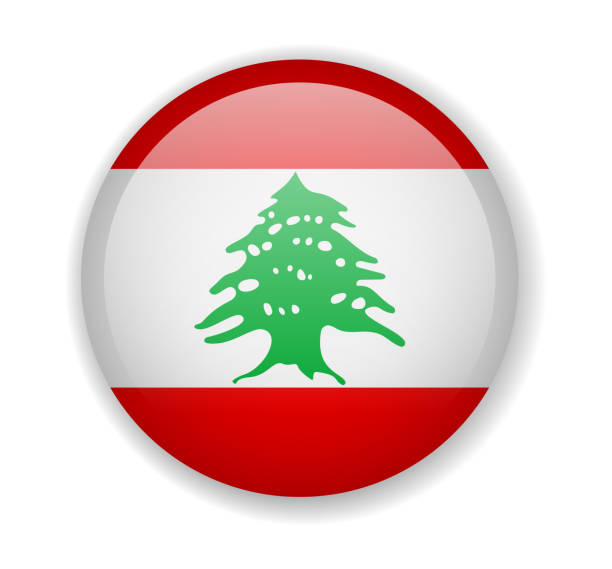Lebanon flag round bright icon on a white background Lebanon flag round bright icon vector Illustration Lebanon Flag stock illustrations