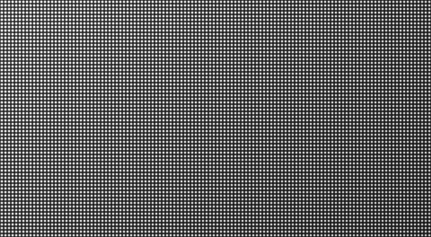 Led screen texture. Pixel TV background. Lcd digital monitor. Vector illustration. Led screen. Pixel texture. Lcd monitor with dots. TV background. Digital display. Electronic diode effect. Vector illustration. Black white television videowall. Projector grid template with bulbs computer screen stock illustrations