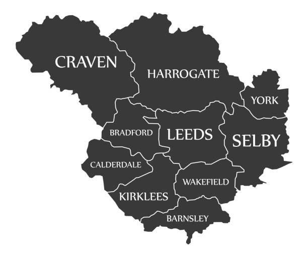 리즈 시 지도 영국 영국 이라는 검은 그림 - leeds stock illustrations