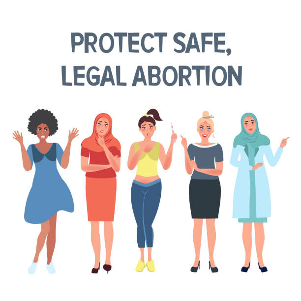 Legal abortion Protect safe, legal abortion. The concept of womens rights. Protest against prohibition of abortion abortion protest stock illustrations
