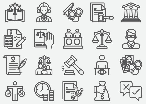 Legal and Notary Services Line Icons Legal and Notary Services Line Icons divorce icons stock illustrations