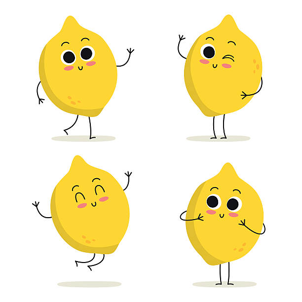 bildbanksillustrationer, clip art samt tecknat material och ikoner med lemon. cute fruit character set isolated on white - lemon