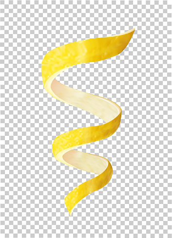 lemon peel in the form of a spiral vertically on a transparent background. vector illustration