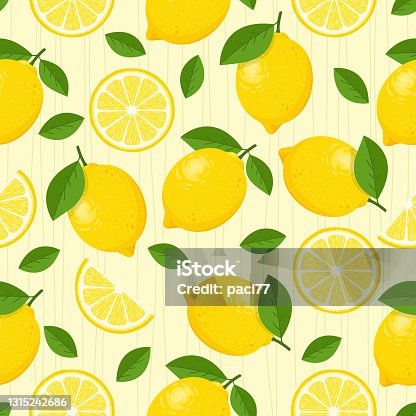 istock Lemon vector seamless pattern. 1315242686