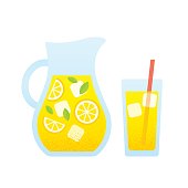 istock Lemonade pitcher and glass 802002270