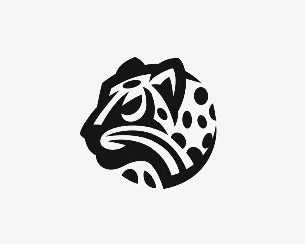 bildbanksillustrationer, clip art samt tecknat material och ikoner med leopard head-logotyp. wild cat emblem design redigerbar för ditt företag. - jaguar kattdjur