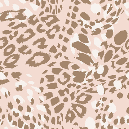 Animal skin vector seamless pattern. Leopard spots fur texture design. Vintage background.