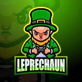 Vector illustration of  Leprechaun mascot esport emblem design