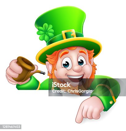istock Leprechaun St Patricks Day Cartoon Character Sign 1281461403