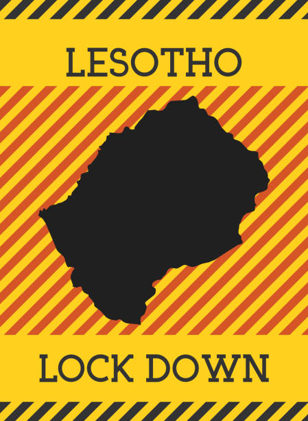 stockillustraties, clipart, cartoons en iconen met lesotho sluit teken af. geel land pandemie gevaar pictogram. - south afrika covid