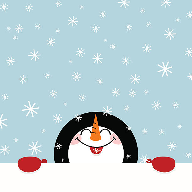 illustrations, cliparts, dessins animés et icônes de let it snow bonhomme de neige heureux illustration vectorielle mignon d'hiver - table noel