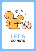 istock Lets go nuts greeting card with color icon element 1356632708