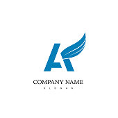 Typography Wings Design For Company Icon