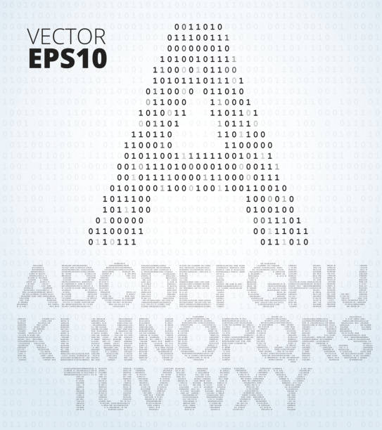 Letter A-Z, alphabet from binary code vector art illustration