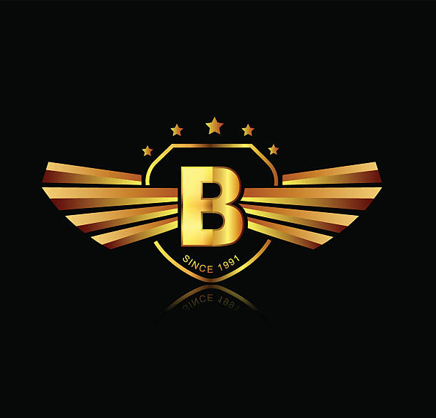 Letter B winged crests logo . Alphabet logotype design concept Letter B winged crests logo . Alphabet logotype design concept fancy letter b silhouettes stock illustrations