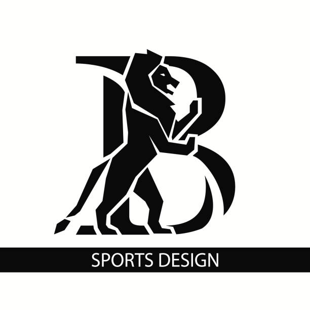 Letter B with Lion. Sporty Design. Creative Black icon with Royal Character. Animal Silhouette. Stylish Template for Brand Name, Sports Club, Business Cards, Printing on Clothing. Vector Illustration Letter B with Lion. Sporty Design. Creative Black icon with Royal Character. Animal Silhouette. Stylish Template for Brand Name, Sports Club, Business Cards, Printing on Clothing. Vector Illustration fancy letter b silhouettes stock illustrations