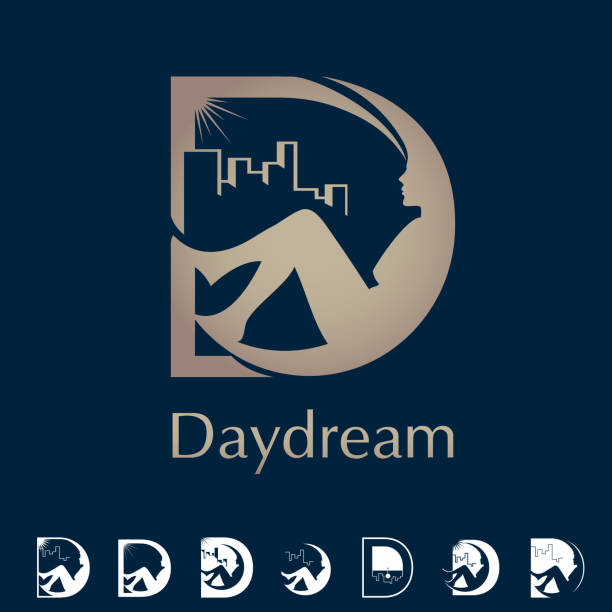 D letter based symbol Daydream concept vector art illustration