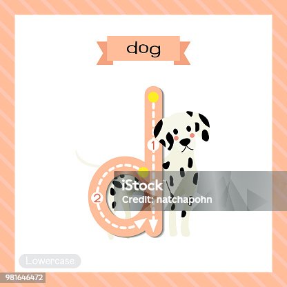 istock Letter D lowercase tracing. Standing Dog 981646472