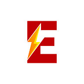E With Bolt For Electrician Company Symbol