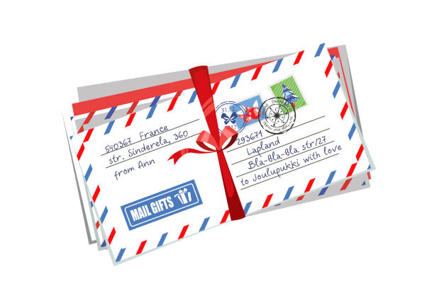 ilustrações de stock, clip art, desenhos animados e ícones de letter envelope to santa finland - a letter to santa claus, christmas gifts