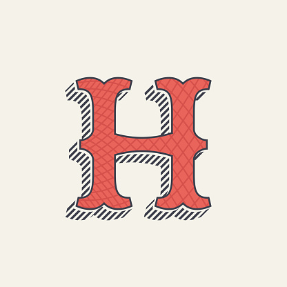 H Letter Icon Retro Western Alphabet With Line Texture Stock ...