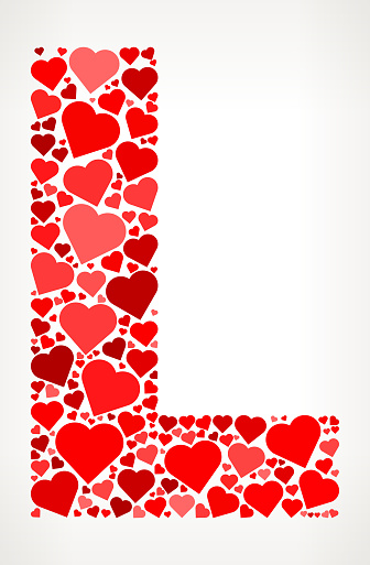 Letter L Icon With Red Hearts Love Pattern Letter L Icon With Red Hearts Love Pattern