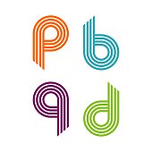 P B Q D Letter Lines Logo Template Illustration Design. Vector EPS 10.
