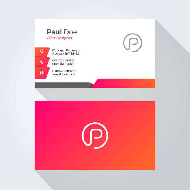 P Letter Modern Minimal Abstract Alphabet Business card design template P Letter Modern Minimal Abstract Alphabet Business card design template business cards templates stock illustrations