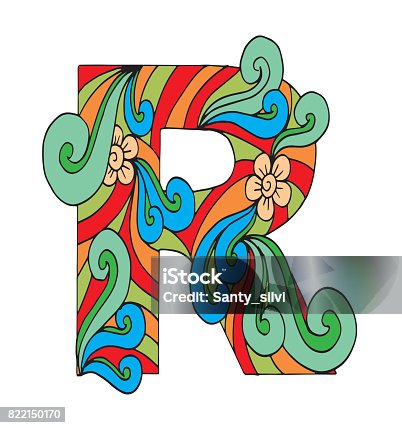 R Harfi Bir Satir Renkli Logo Clipart Goruntusu