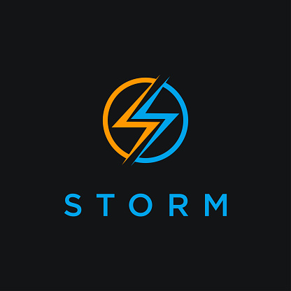 Letter S for storm logo icon vector template on black background