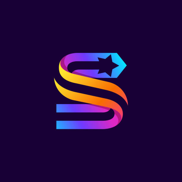 Letter S logo with star inside. Vector parallel lines icon. Perfect font for multicolor labels, space print, nightlife posters etc. istock images stock illustrations