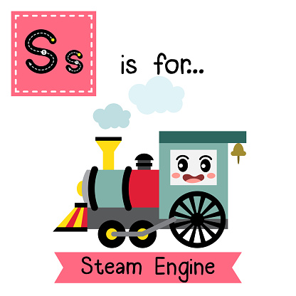 Letter S tracing. Steam Engine