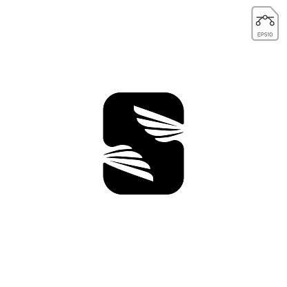 Letter S wings symbol vector template design