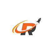 istock R Letter with Rocket Vector icon design 1351027243