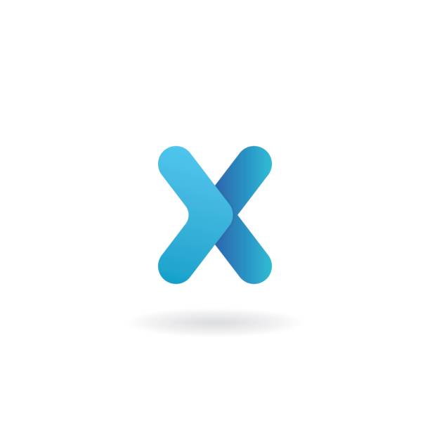 Letter X logo. Blue vector icon. Ribbon styled font. Letter X logo. Blue vector icon. Ribbon styled font xes stock illustrations