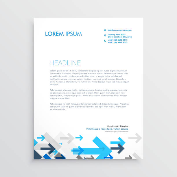 letterhead design template with blue arrows in business style