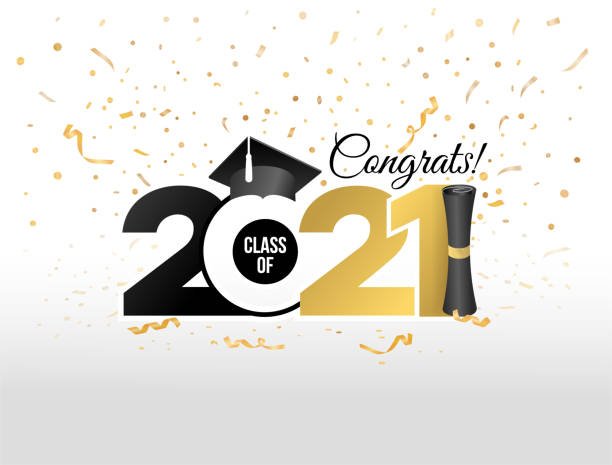 Lettering Class of 2021 for greeting, invitation card. Text for graduation design, congratulation event, T-shirt, party, high school or college graduate. Vector isolated on white background.  graduation stock illustrations
