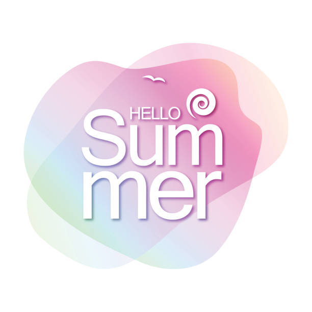 bildbanksillustrationer, clip art samt tecknat material och ikoner med lettering composition of summer vacation stock illustration - squash sun
