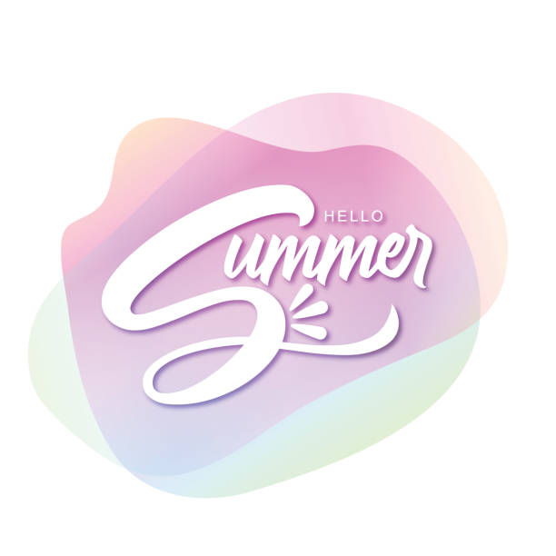 bildbanksillustrationer, clip art samt tecknat material och ikoner med lettering composition of summer vacation stock illustration - squash sun